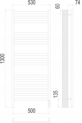 Полотенцесушитель TERMINUS Енисей П15 500х1300 электро (sensor quick touch)