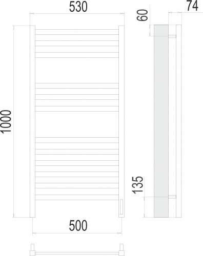 Полотенцесушитель TERMINUS Енисей П12 500х1000 электро (sensor quick touch)
