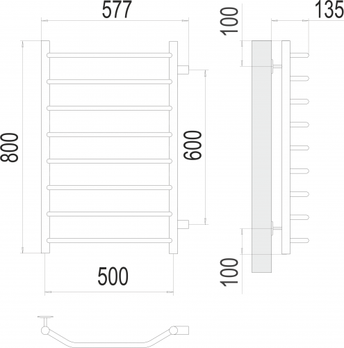 Полотенцесушитель TERMINUS Виктория П8 500х800 бп600