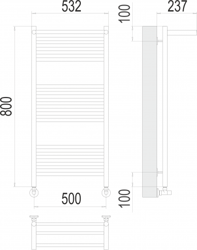 Полотенцесушитель TERMINUS Аврора с/п П16 500х800