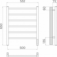 Полотенцесушитель TERMINUS Аврора П6 500х650 Электро (quick touch)