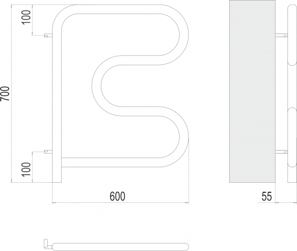 Полотенцесушитель TERMINUS Электро 25 F-обр 600х600 поворотный