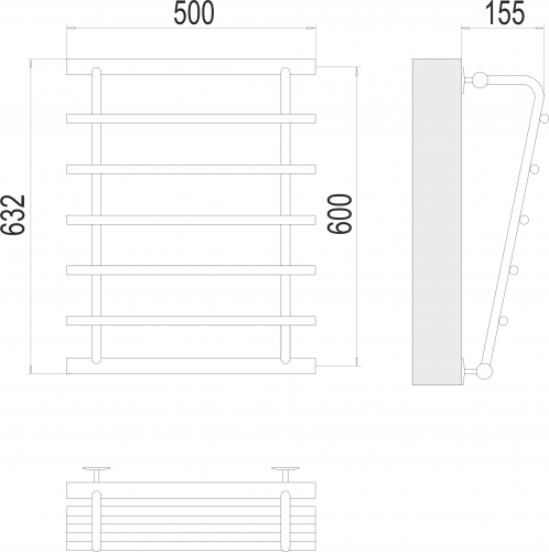 Полотенцесушитель TERMINUS Каскад П5 600х500