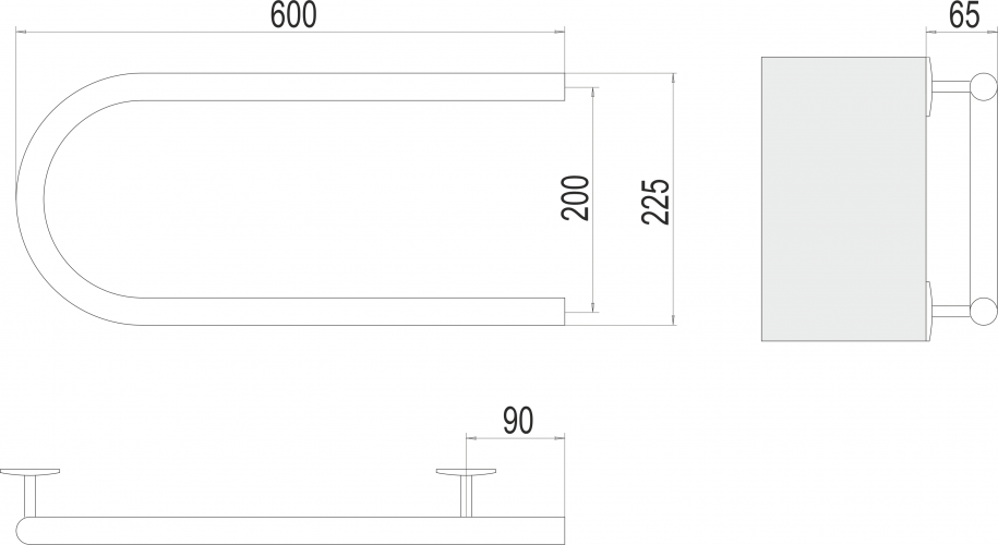 Полотенцесушитель TERMINUS Электро 25 П-обр 600х200