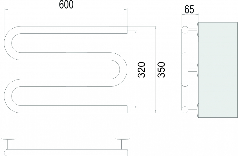 Полотенцесушитель TERMINUS Электро 25 М-обр 600х350