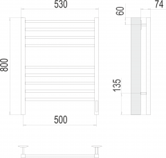 Полотенцесушитель TERMINUS Ватикан П8 500х800 электро КС ЧЕРНЫЙ МУАР ( new встроен диммер)