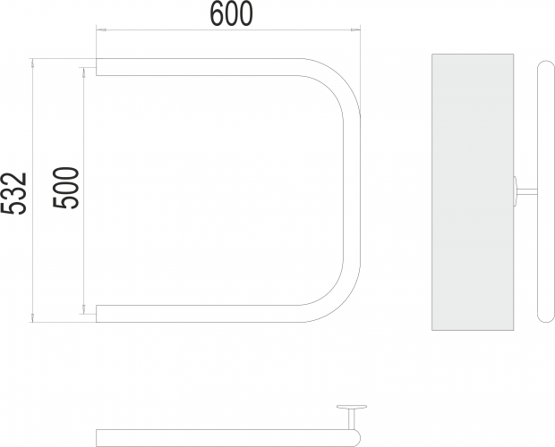 Полотенцесушитель TERMINUS П-обр AISI 32х2 500х600