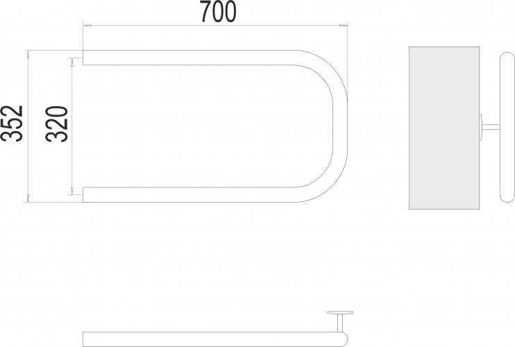 Полотенцесушитель TERMINUS П-обр AISI 32х2 320х700