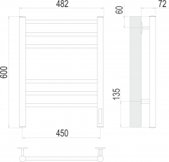 Полотенцесушитель TERMINUS Аврора П6 450х600 электро КС 9003 матовый ( new встроен диммер)
