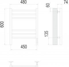 Полотенцесушитель TERMINUS Ватикан П6 450х600 электро КС 9003 матовый ( new встроен диммер)