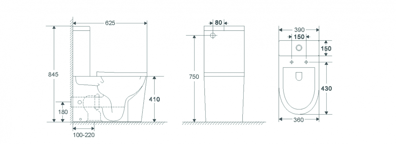 Напольный унитаз-компакт безободковый Terminus Аврора 625х390 белый