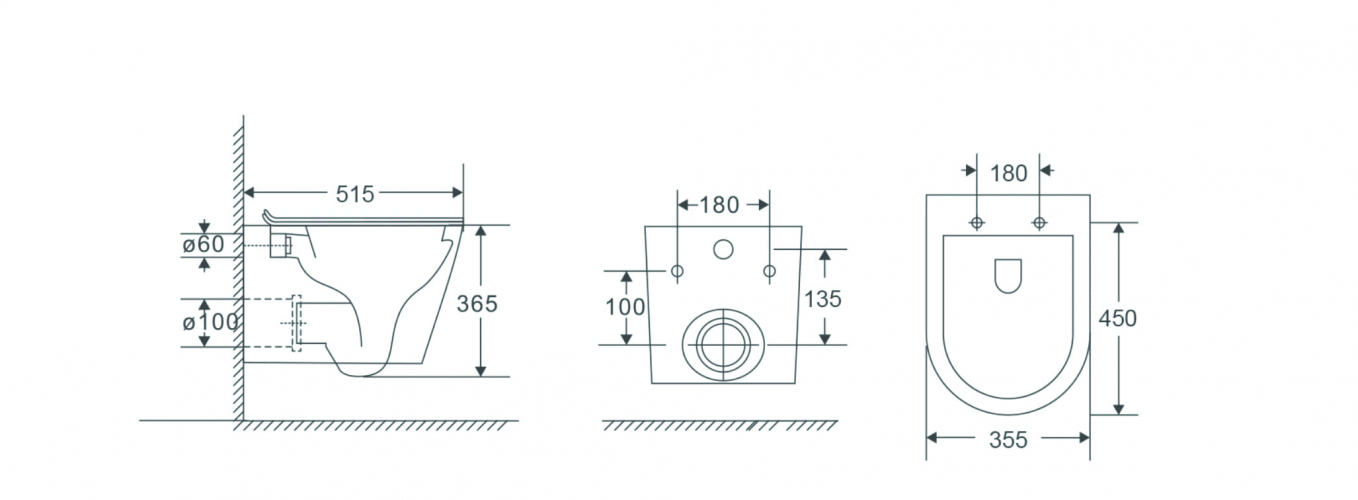 Подвесной унитаз безободковый Terminus Классик S 515х355 белый
