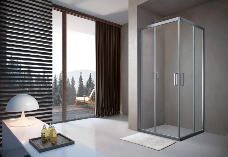 Душевой уголок слайдер Terminus Соренто 05 900х900х2000 квадрат хром