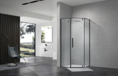 Душевой уголок распашной Terminus Альба 04 1000х1000х2200 трапеция чёрный