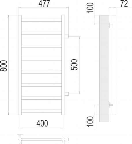 Полотенцесушитель TERMINUS Аврора П8 400х800 бп500