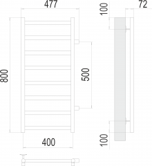 Полотенцесушитель TERMINUS Аврора П8 400х800 бп500