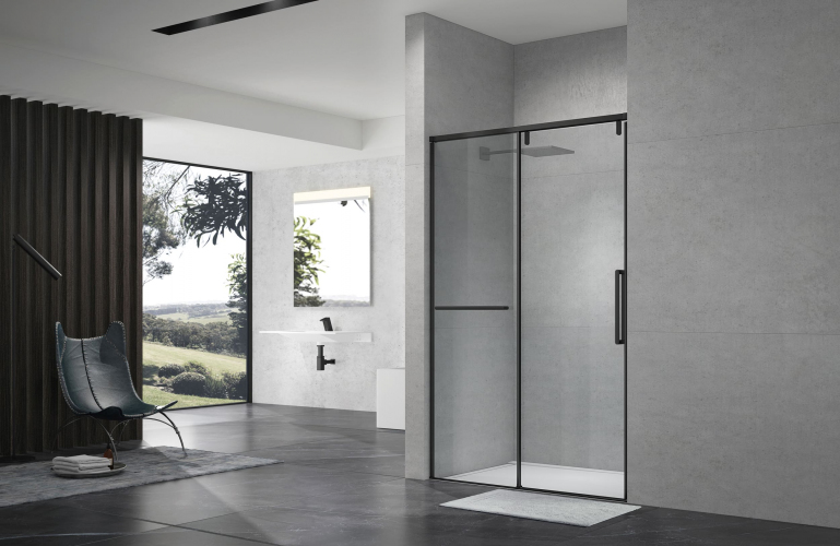 Душевая дверь в нишу слайдер Terminus Альба 01 1400х2200 чёрный