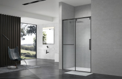 Душевая дверь в нишу слайдер Terminus Альба 01 1400х2200 чёрный