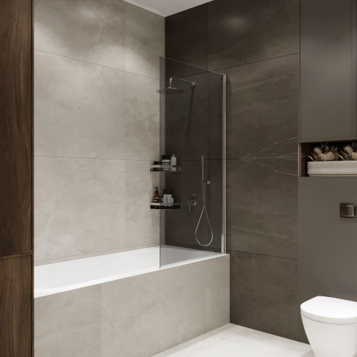 Шторка на ванну распашная Terminus Ното 02 1500х700 проф.хром тонированная