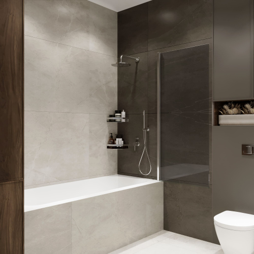 Шторка на ванну распашная Terminus Ното 02 1500х700 проф.хром тонированная