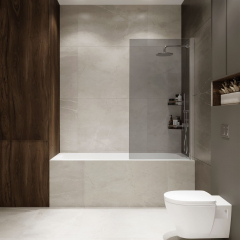 Шторка на ванну распашная Terminus Ното 02 1500х700 проф.хром тонированная