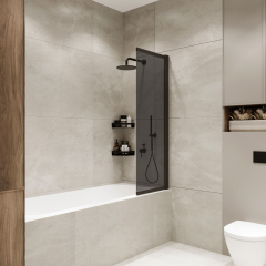 Шторка на ванну слайдер Terminus Ното 01 1500х900 проф.черный тонированная