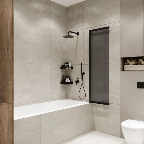 Шторка на ванну слайдер Terminus Ното 01 1500х900 проф.черный тонированная