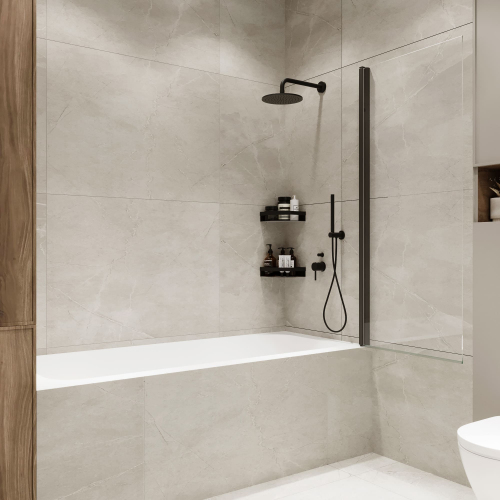 Шторка на ванну распашная Terminus Ното 02 1500х700 проф.черный