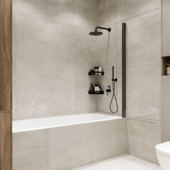 Шторка на ванну распашная Terminus Ното 02 1500х700 проф.черный