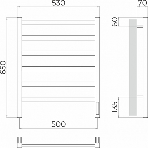 Полотенцесушитель TERMINUS Ното П6 500х650 Электро (quick touch)