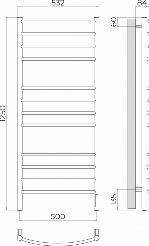 Полотенцесушитель TERMINUS Классик П12 500х1250 Электро (quick touch)