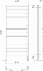 Полотенцесушитель TERMINUS Классик П12 500х1250 Электро (quick touch)