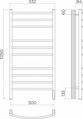 Полотенцесушитель TERMINUS Классик П10 500х1050 Электро (quick touch)