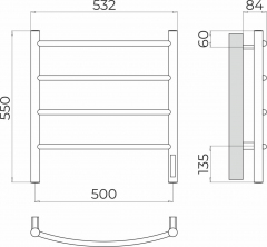 Полотенцесушитель TERMINUS Классик П4 500х550 Электро (quick touch)