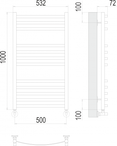 Полотенцесушитель TERMINUS Авиэль П12 500х1000