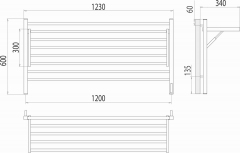 Полотенцесушитель TERMINUS Горизонт П8 1200х600 электро КС ЧЕРНЫЙ МУАР (sensor quick touch)