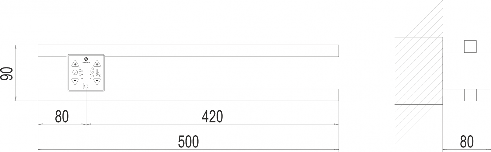 Полка Электро П2 ПРОФ 500х90 NEW