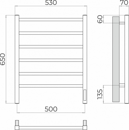 Полотенцесушитель TERMINUS Ватикан П6 500х650 Электро (quick touch)
