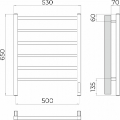 Полотенцесушитель TERMINUS Ватикан П6 500х650 Электро (quick touch)