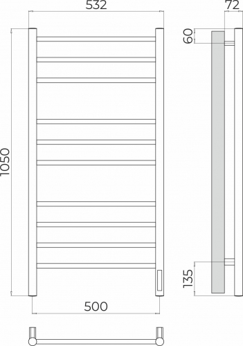 Полотенцесушитель TERMINUS Аврора П10 500х1050 Электро (quick touch)