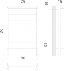 Полотенцесушитель TERMINUS Евромикс П8 500х850 Электро (quick touch)