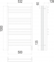 Полотенцесушитель TERMINUS Прато П12 500х1000 электро (sensor quick touch)