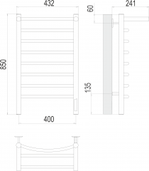 Полотенцесушитель TERMINUS Классик с/п П8 400х850 Электро (quick touch)