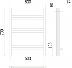 Полотенцесушитель TERMINUS Ното П9 500х700 электро (sensor quick touch)