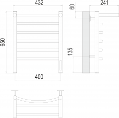 Полотенцесушитель TERMINUS Классик с/п П6 400х650 Электро (quick touch)