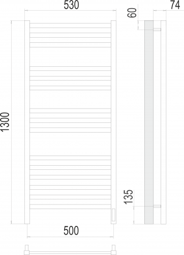 Полотенцесушитель TERMINUS Ното П15 500х1300 электро (sensor quick touch)