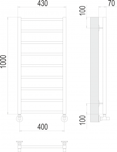 Полотенцесушитель TERMINUS Контур П9 400х1000