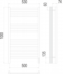 Полотенцесушитель TERMINUS Ното П12 500х1000 электро (sensor quick touch)