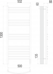 Полотенцесушитель TERMINUS Классик П15 500х1300 электро (sensor quick touch)