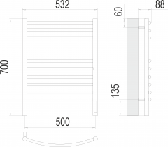 Полотенцесушитель TERMINUS Классик П9 500х700 электро (sensor quick touch)